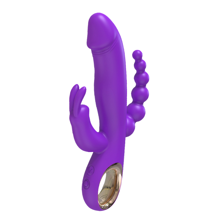 Lila Vibrator mit Klitorisstimulator