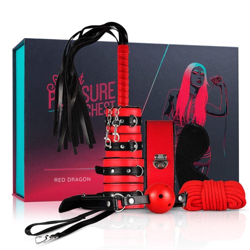 Secret Pleasure Chest Bondage Sets Default Secret Pleasure Chest Bondage Sets BDSM Bondage Set Fetish Pleasure Fesseln 8er Bundle Red Dragon Sexspielzeug diskret bestellen bei marielove