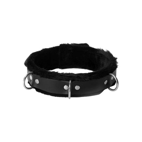 Strict Leather Halsbänder Default Strict Leather BDSM Halsband Enger und schmaler Verriegelungskragen aus Leder mit Pelzfutter diskret bestellen bei marielove