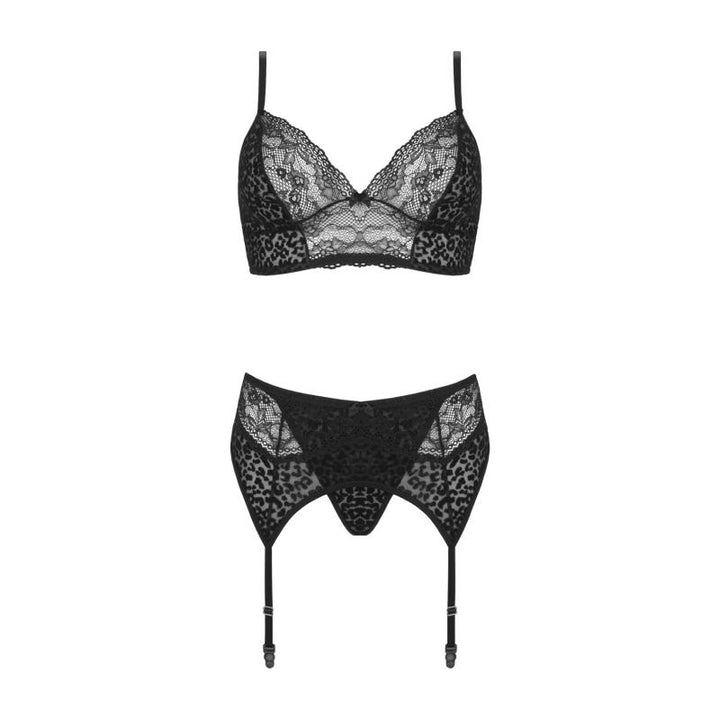 Schwarzes Spitzen-Dessous-Set