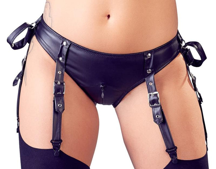 Leder-Harness mit Strumpfhaltern