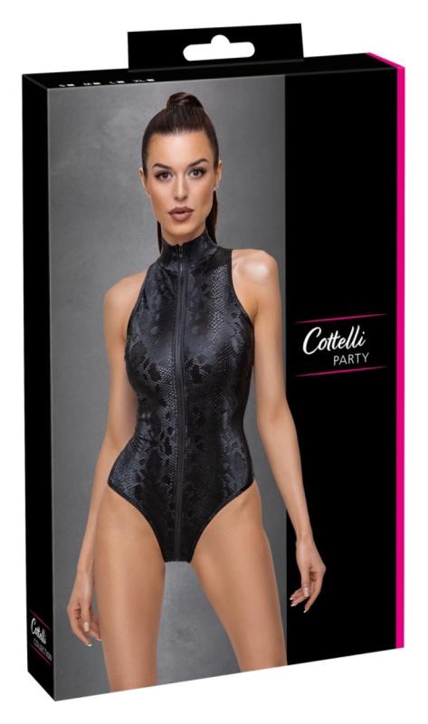 Frau in schwarzem Bodysuit, Verpackung