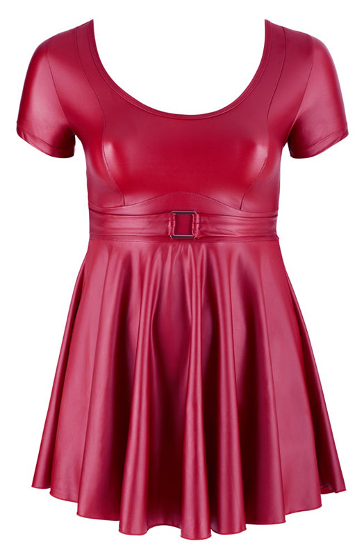 Rotes Latex-Kleid mit Gürtel