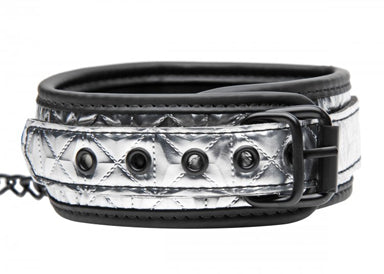 Schwarzes Leder-Halsband, Metallschnalle