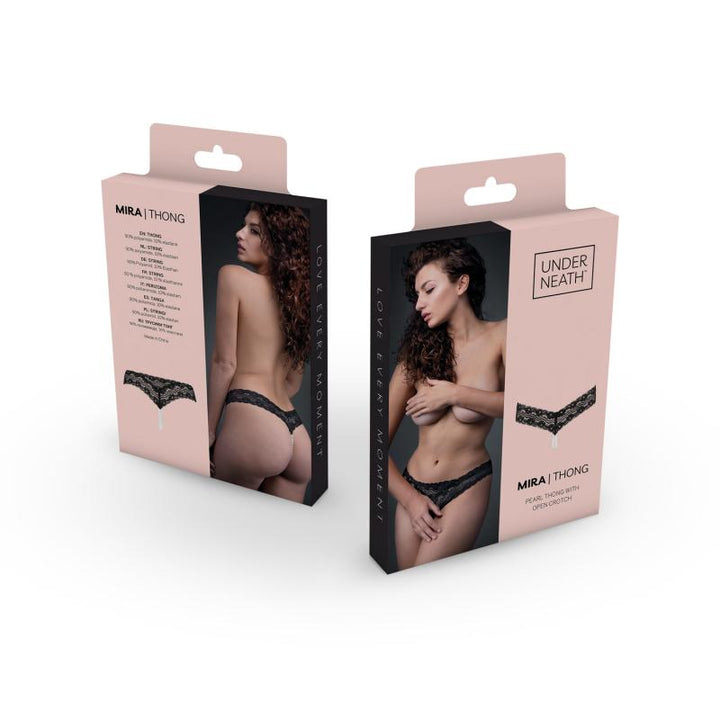 Frau in Dessous auf Verpackung