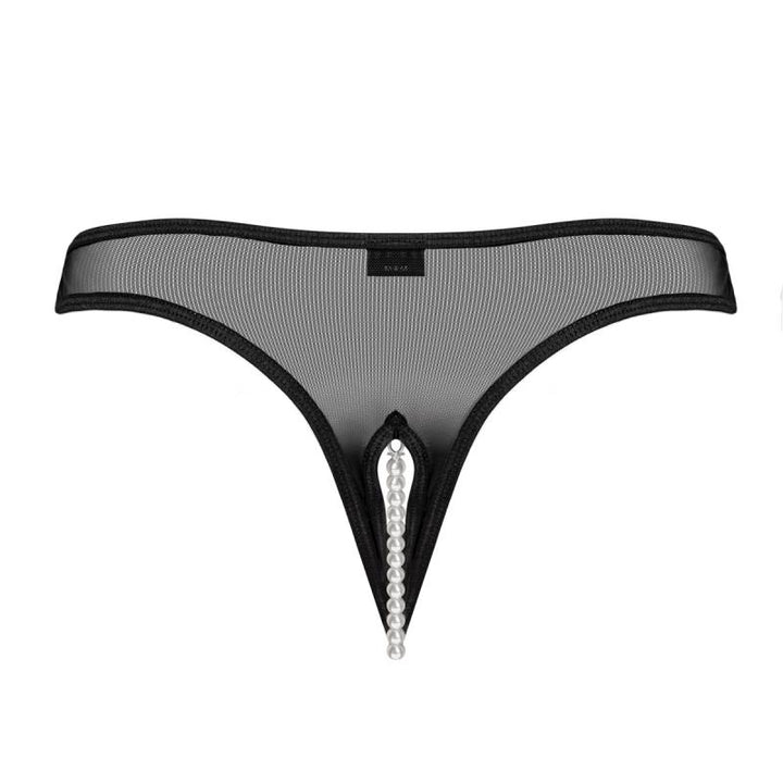 Perlenbesetzter schwarzer Damen-Tanga