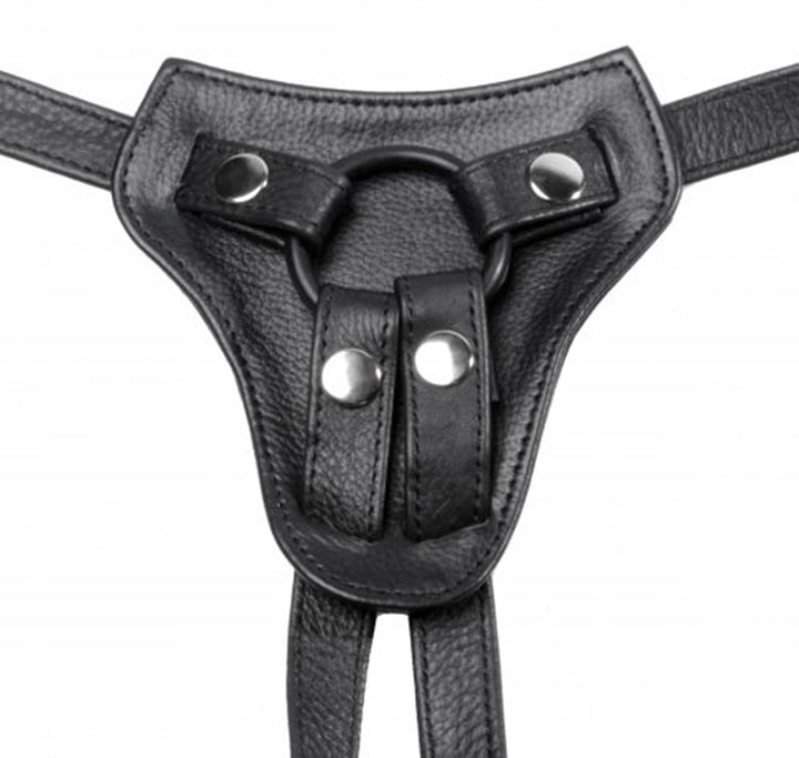 Schwarzes Leder-Harness, Nahaufnahme